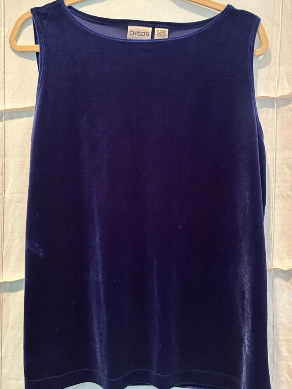 Chico's Royal Blue Velvet / Velour Sleeveless Tank Top, Size 2